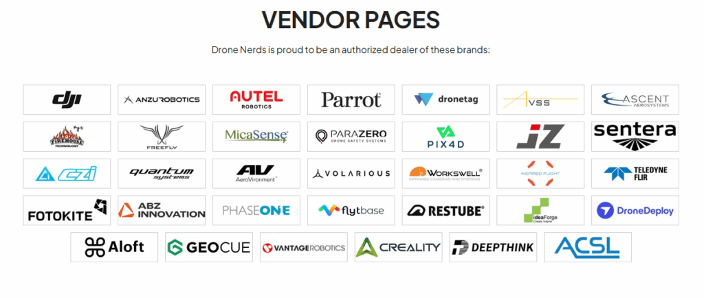Drone Nerds Shopify Website Construction Case Study-Vendor Showcase: Reinforcing Market Authority
