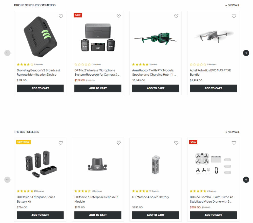 Drone Nerds Shopify Website Construction Case Study-Product Catalog: Conversions with Clarity