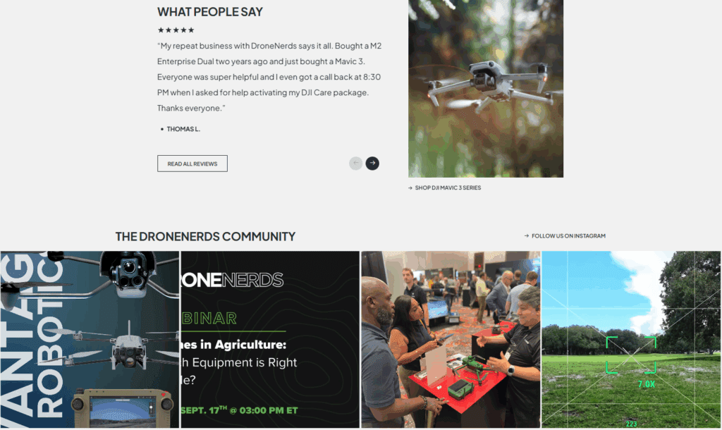Drone Nerds Shopify Website Construction Case Study-Community and Reviews: Humanizing the Brand