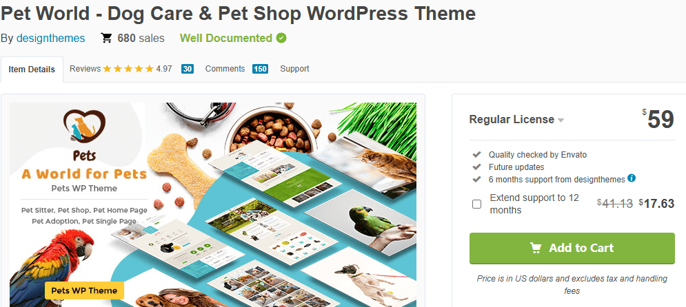 Pet World – Dog Care & Pet Shop Theme-Top Pet Care & Store WordPress Themes