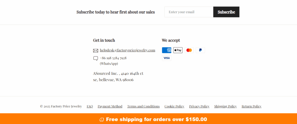 Key Features Implemented-Homepage-How We Built Factory Price Jewelry Shopify Store-Footer