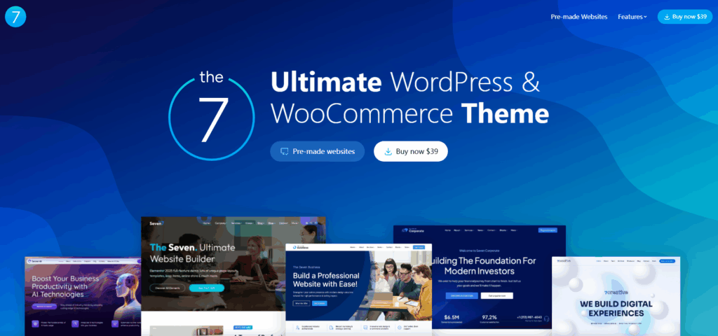 Top WordPress Themes for Business Websites-The7 - Highly Customizable and Elegant