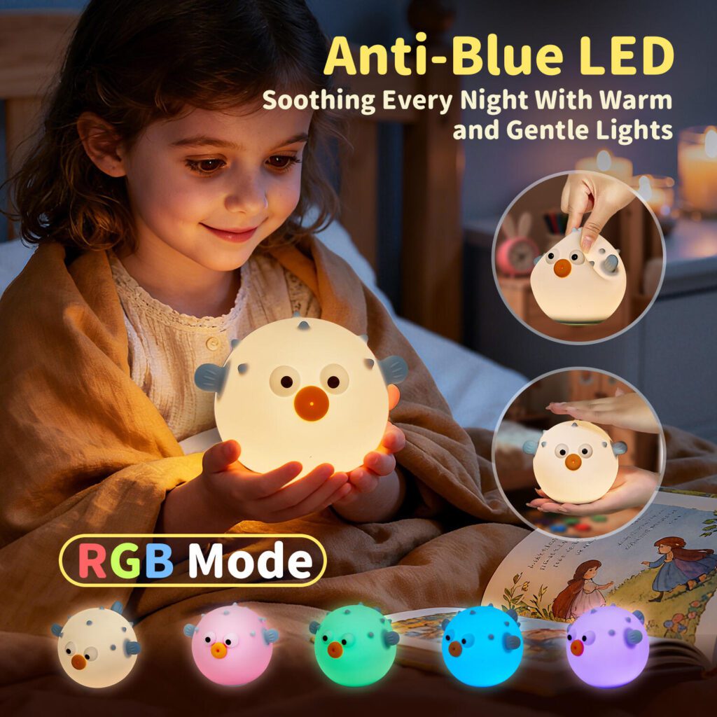 Design principal Amazon pour veilleuse mignonne-Varier l’ambiance visuelle : “LED anti-lumière bleue avec mode RVB”
