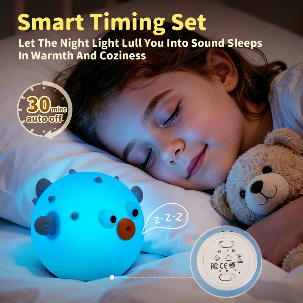 Amazon-Hauptbilddesign für niedliches Nachtlicht-Intelligente Funktionalität kommunizieren: „Smart Timing Set“