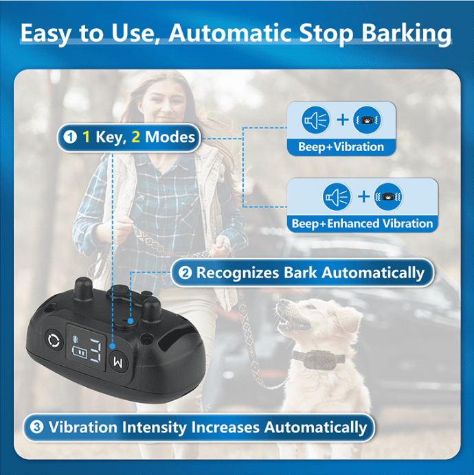 Amazon Main Image Design for Smart Pet Collars-Easy to Use, Automatic Stop Barking